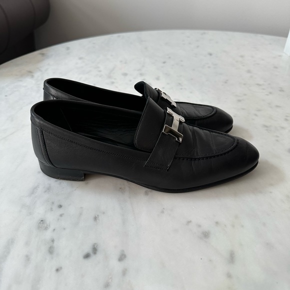 Classic Hermes loafers in black with silver buckle - Picture 6 of 6